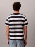 Blue Cotton Stretch Stripe T-shirt  Men