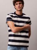 Blue Cotton Stretch Stripe T-shirt  Men
