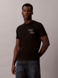 Negru Tricou Cu Logo Brodat  Barbati