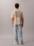 Bej Tricou Cu Guler Rotund Si Logo Grafic  Barbati