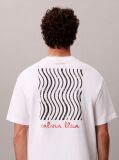 Alb Tricou Cu Guler Rotund Si Logo Grafic  Barbati