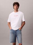 Alb Tricou Cu Guler Rotund Si Logo Grafic  Barbati