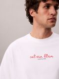 Alb Tricou Cu Guler Rotund Si Logo Grafic  Barbati