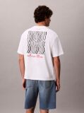 Alb Tricou Cu Guler Rotund Si Logo Grafic  Barbati