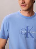 Blue Washed Cotton Monogram T-shirt  Men