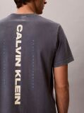 Albastru Tricou Cu Guler Rotund Cu Aspect Prespalat Si Logo Grafic  Barbati