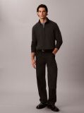 Negru Bluza De Trening Din Bumbac Flausat Cu Fermoar Scurt  Barbati
