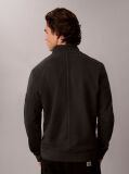 Negru Bluza De Trening Din Bumbac Flausat Cu Fermoar Scurt  Barbati