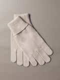 Beige Knit Signature Logo Touchscreen Gloves  Women
