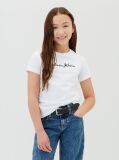 Alb Tricou Slim Cu Logo Pentru Copii   Fete