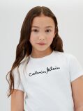 Alb Tricou Slim Cu Logo Pentru Copii   Fete