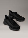 Black Suede and Emblem Logo Nylon Trainers  Men