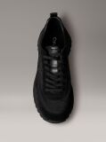 Black Suede and Emblem Logo Nylon Trainers  Men