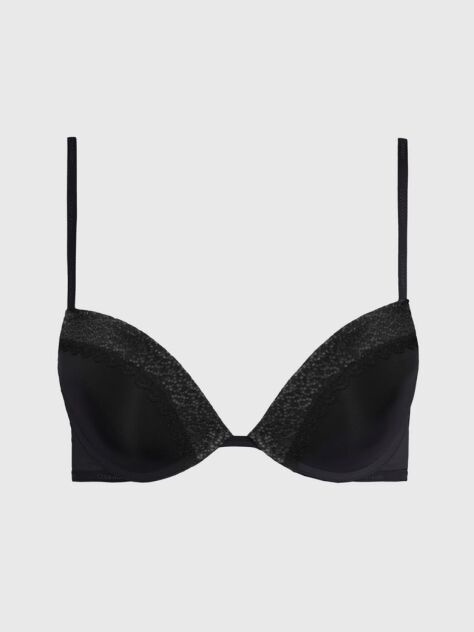 Negru Sutien Cu Decolteu Adanc Push-Up - Flirty  Femei