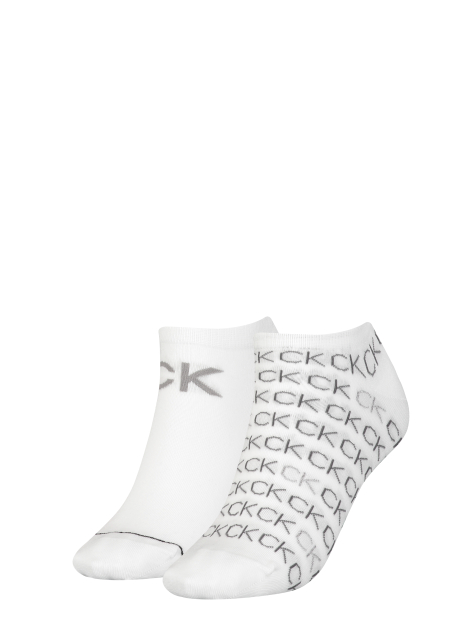 White Calvin Klein All-Over-Logo Women's Sneaker Socks 2 pack  Women