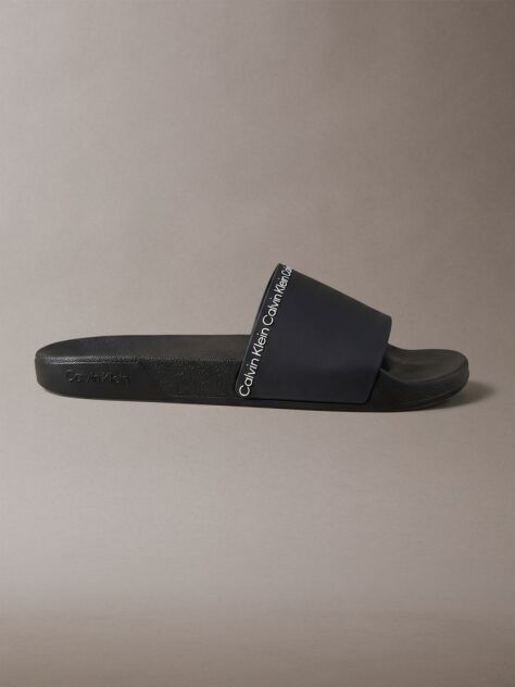 Negru Papuci Tip Sliders Cu Logo Si Design Conturat  Barbati
