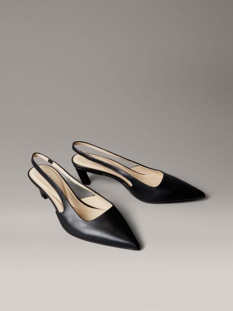 Negru Pantofi Cu Toc Tip Slingback Din Piele  Femei