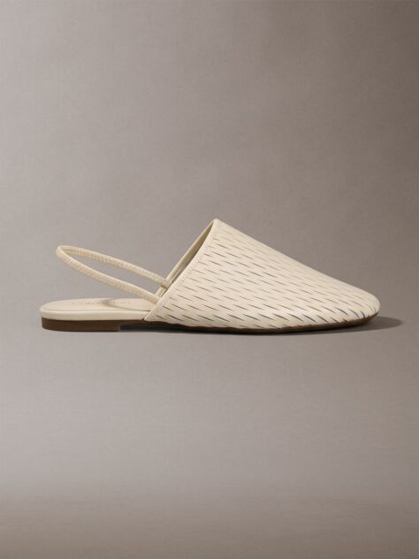 Bej Saboti Din Piele Cu Bareta Slingback Si Toc Deschis  Femei