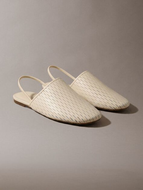 Bej Saboti Din Piele Cu Bareta Slingback Si Toc Deschis  Femei