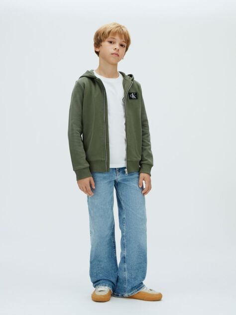 Verde Hanorac Din Material Terry Cu Fermoar  Baieti