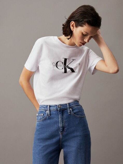 Alb Tricou Cu Logo Monograma  Femei