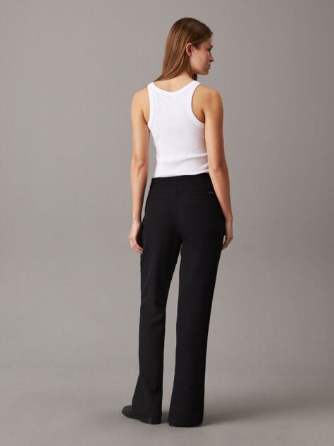 Negru Pantaloni Slim Din Crep Cu Tiv Despicat  Femei