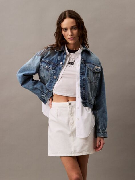 Denim Fusta Mini Denim Cu Croiala A-Line  Femei
