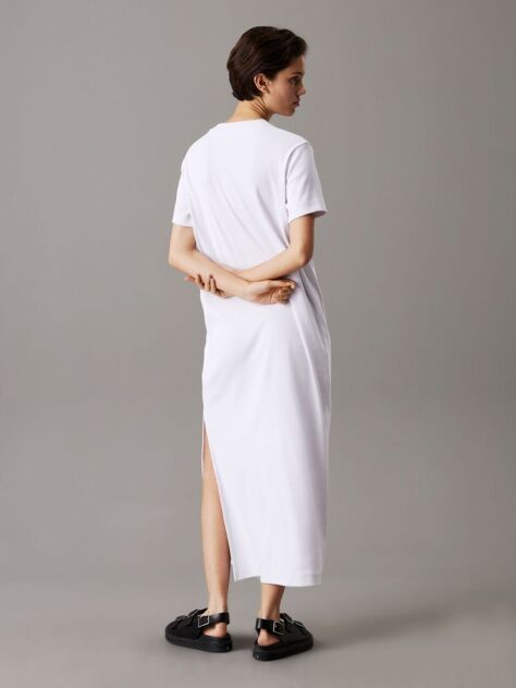 Alb Rochie Maxi Tip Tricou Din Bumbac Cu Textura Rib  Femei