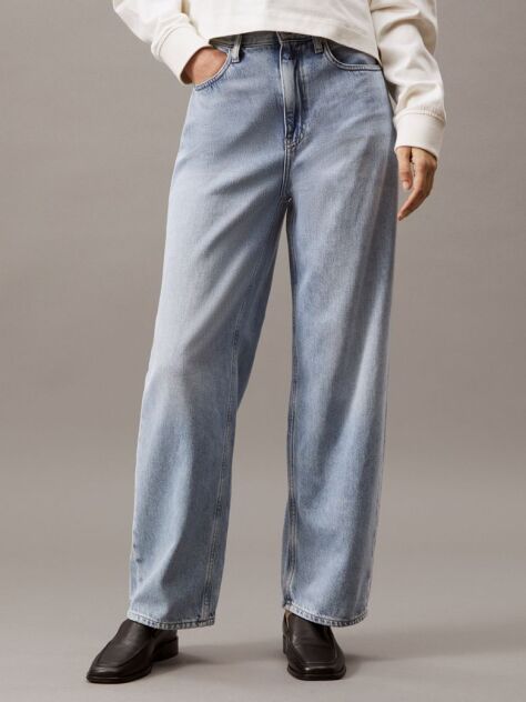Denim Blugi Cu Talie Inalta Si Croiala Barrel  Femei