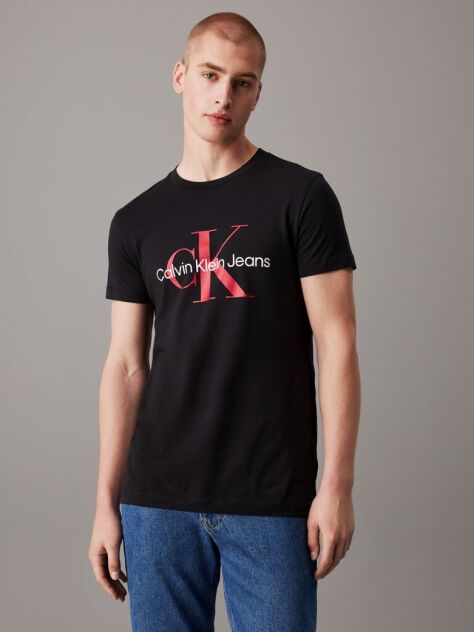Negru Tricou Slim Cu Logo Monograma  Barbati