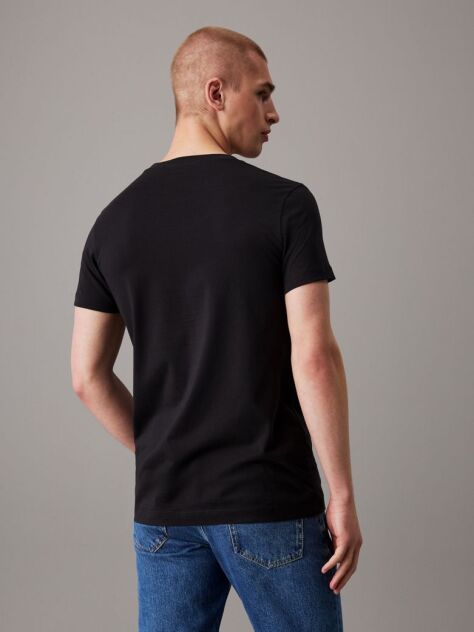 Negru Tricou Slim Cu Logo Monograma  Barbati
