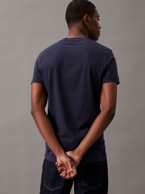 Albastru Tricou Slim Cu Logo Monograma  Barbati