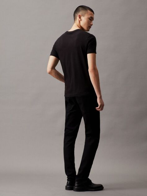 Negru Tricou Slim Cu Buzunar Si Logo Monograma  Barbati