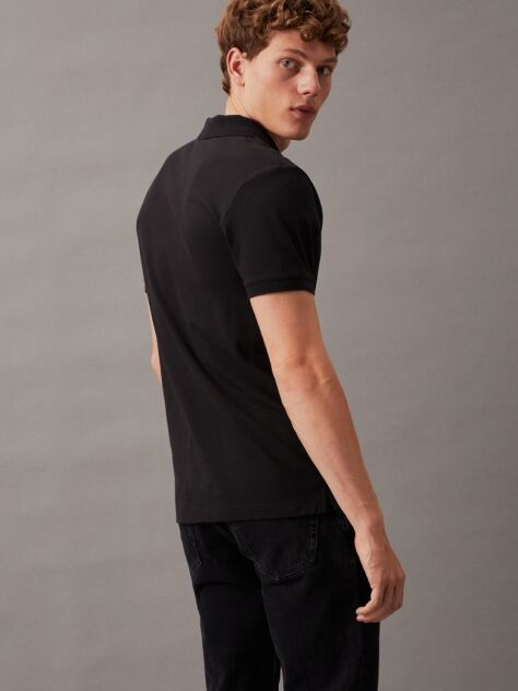 Negru Tricou Polo Cu Monograma  Barbati
