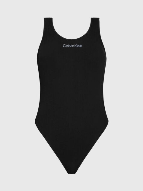Negru Costum De Baie Cu Spate Decupat - CK Meta Essentials  Femei