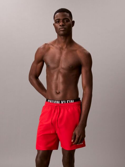 Rosu Pantaloni Scurti De Baie Cu Elastic Dublu La Talie - Intense Power  Barbati