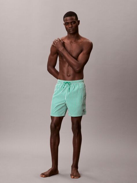 Verde Pantaloni Scurti De Baie Medii Cu Snur - CK Monogram  Barbati