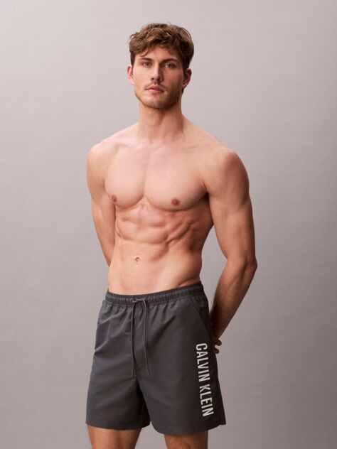 Gri Pantaloni Scurti De Baie Medii Cu Snur - Intense Power  Barbati