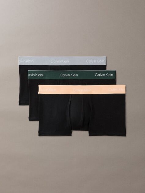 Black 3 Pack Low Rise Trunks - Icon Cotton Stretch  Men