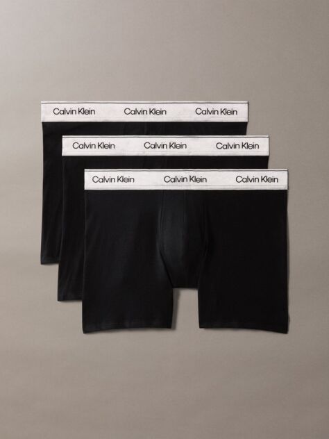 Negru Set 3 Boxeri Lungi - Icon Cotton Stretch  Barbati