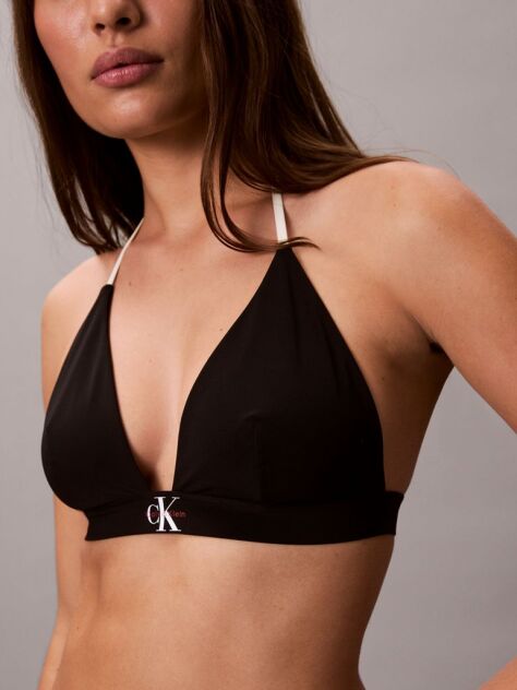 Negru Sutien De Baie Tip Triunghi Halter - CK Monogram  Femei