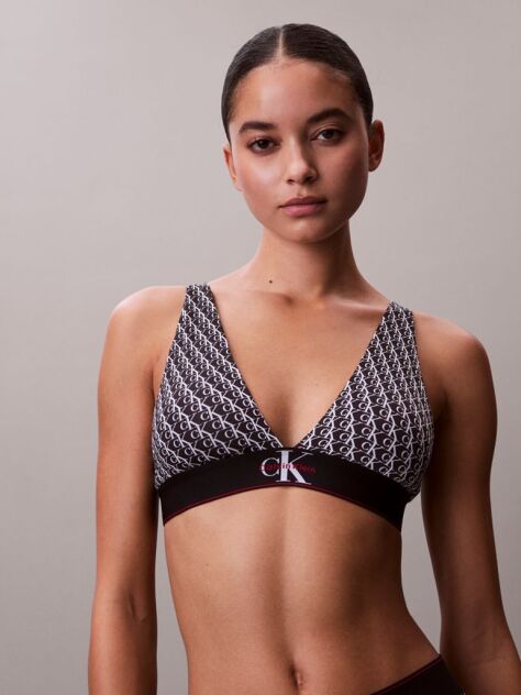 Negru Sutien Bralette Triunghi - Monograma Grafica Din Microfibra  Femei