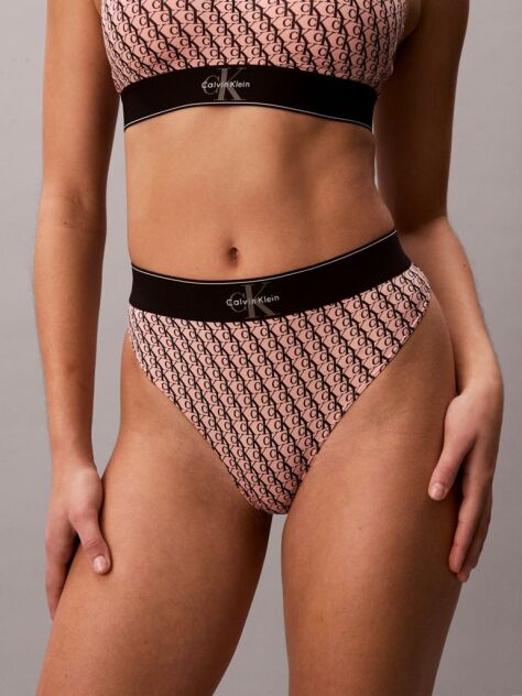 Roz Chiloti Tanga Elastici – Monograma Grafica Din Microfibra  Femei
