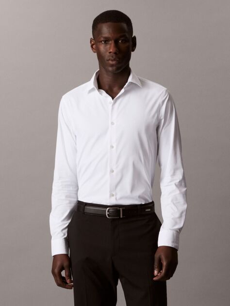 Alb Camasa Slim Fit Din Material Tehnic Active Performance  Barbati