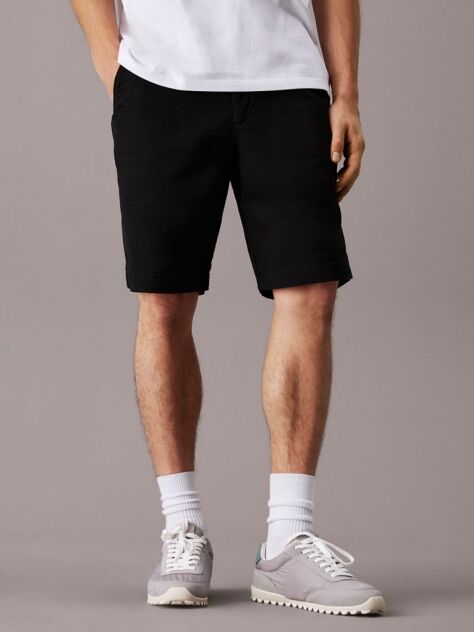 Black Soft Twill Chino Shorts  Men