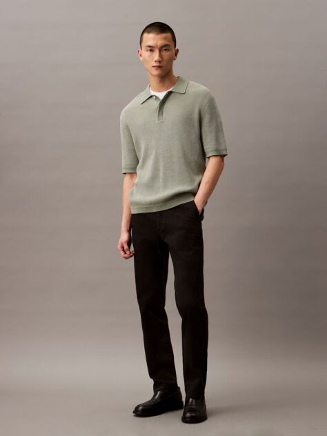 Negru Pantaloni Slim Din Bumbac Elastic  Barbati