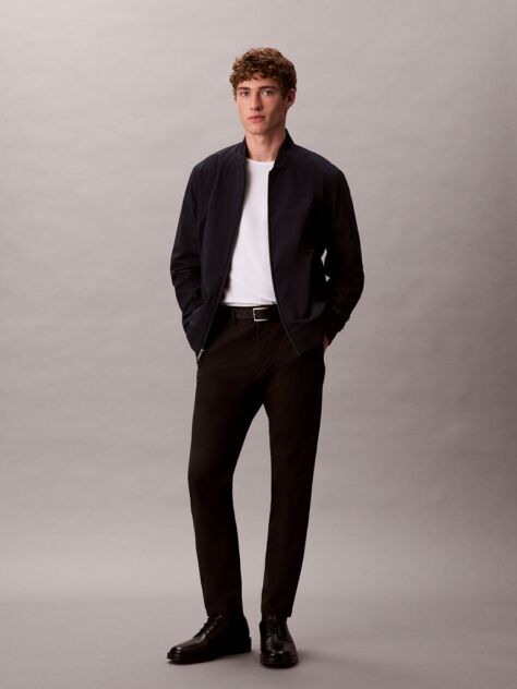 Blue Matte Bomber Jacket  Men