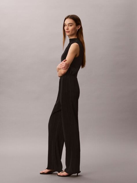 Negru Pantaloni Lounge Plisati Cu Talie Elastica  Femei