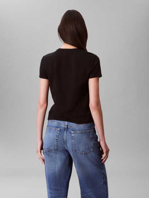 Negru Tricou Cu Maneca Scurta Si Guler Rotund Din Supima  Femei