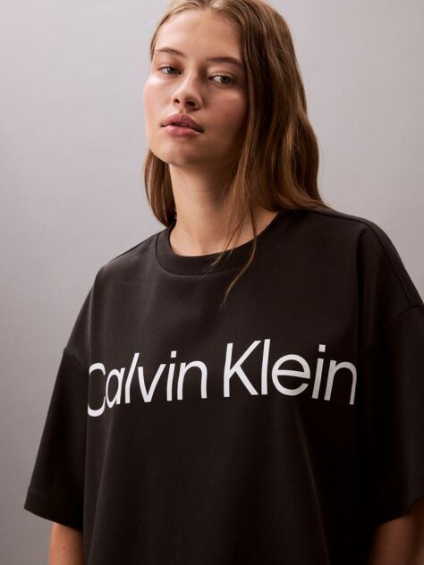 Negru Tricou Boxy Cropped Cu Logo Grafic  Femei